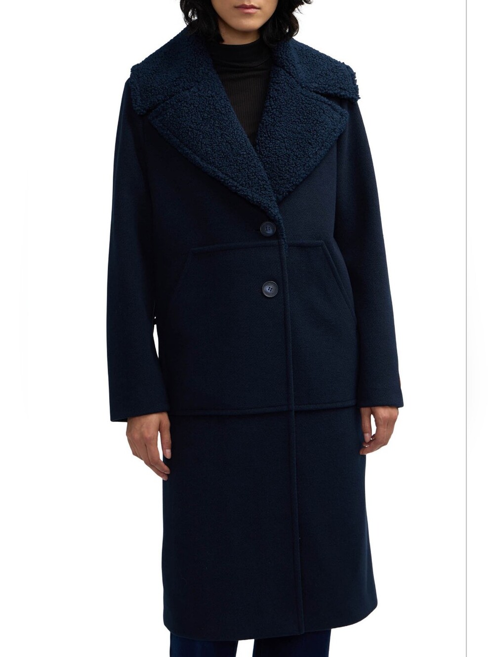 NWOT Scotch & Soda Women's Alida Single-Breasted Faux Shearling Maxi Coat